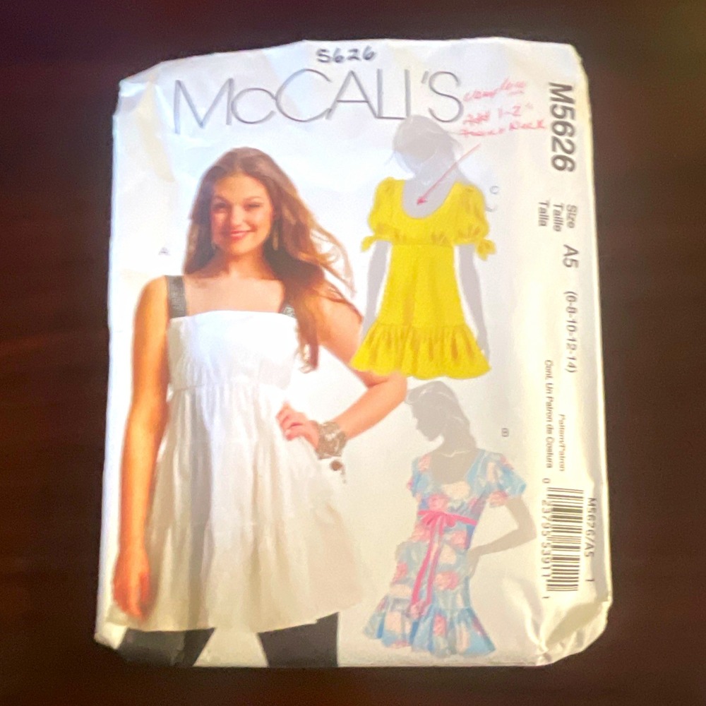 McCall's M5626 Sewing Pattern Misses Tunic Size 6-14 Uncut 2000s Y2K Boho